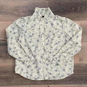 zara floral button up shirt with quilted pattern at the top!